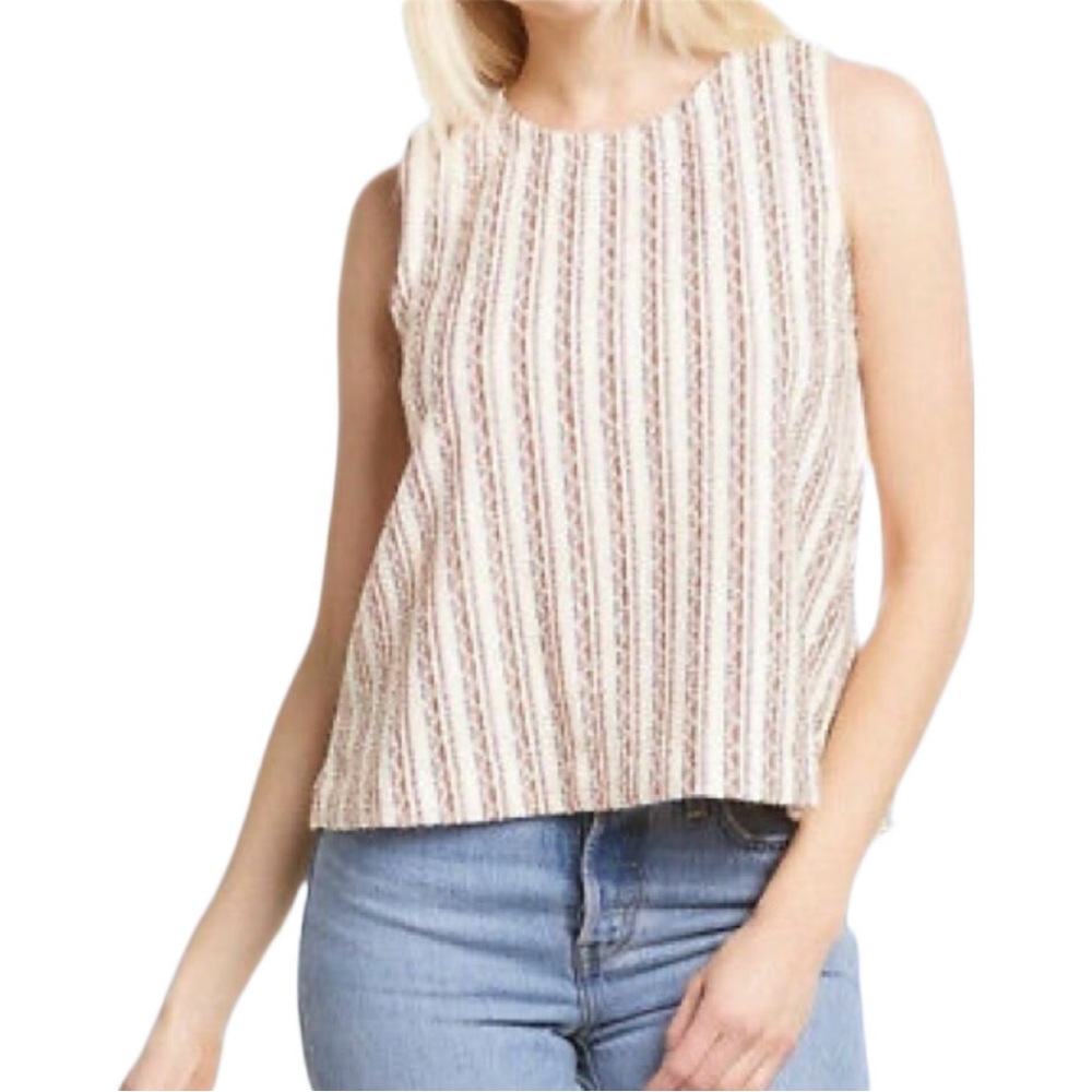 Madewell Bouclé Stripe Cross-Back Tank Top size XXS NWOT